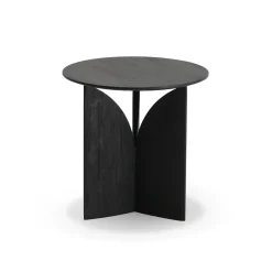 Table d'appoint Fin en teck noir verni - Ø 50 cm