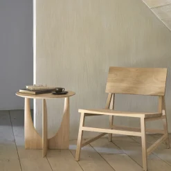 Table d'appoint Geometric chêne verni - Ø 51 x h 50 cm