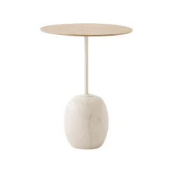 Table d'appoint Lato LN8 Chêne / Marbre Crema Diva - Ø 40 cm