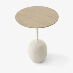 Table d'appoint Lato LN8 Chêne / Marbre Crema Diva - Ø 40 cm