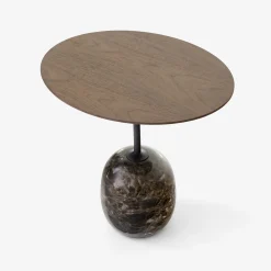 Table d'appoint Lato LN9 Noyer / Marbre Emparador - Ø 50 cm