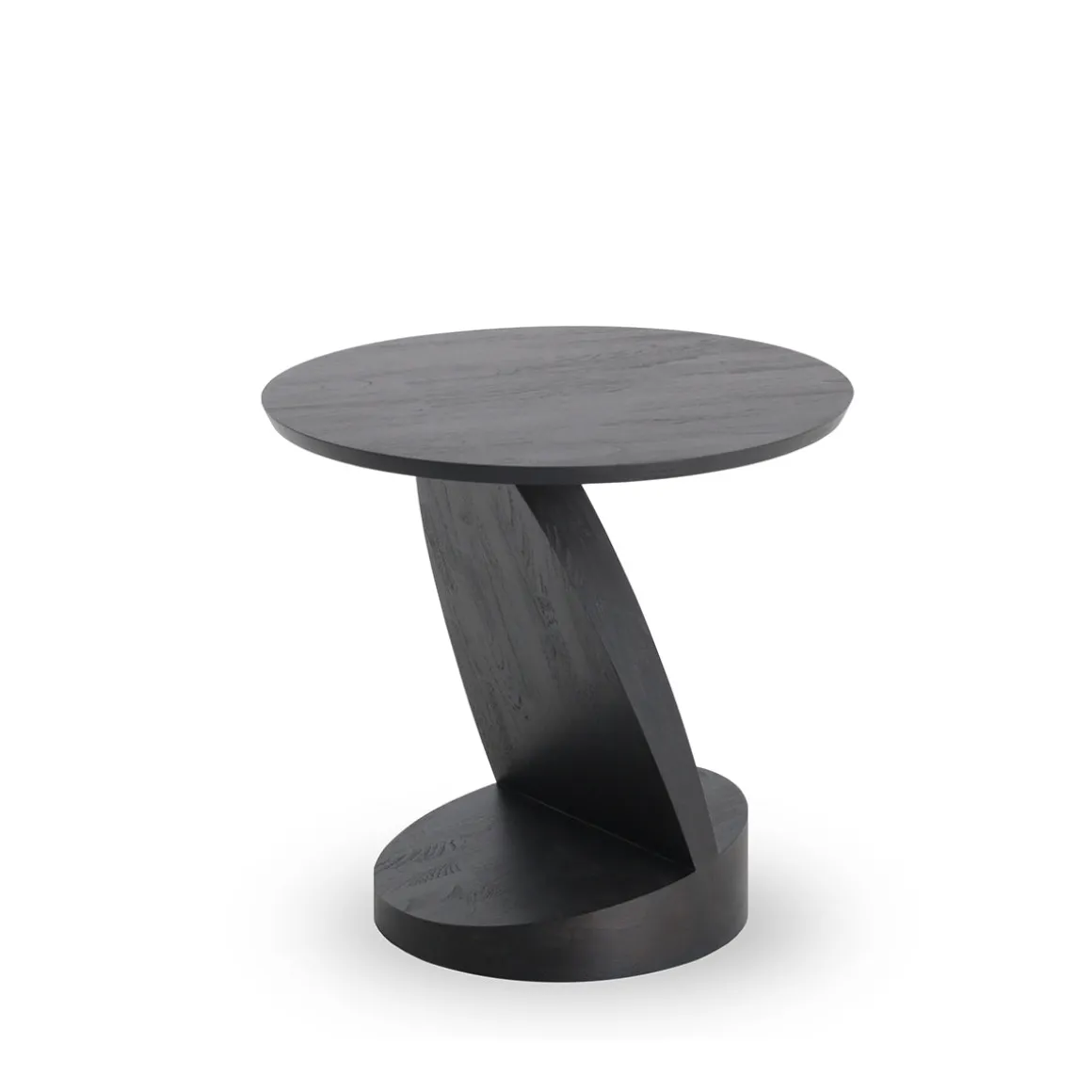 Table d'appoint Oblic en teck noir verni - Ø 52 cm