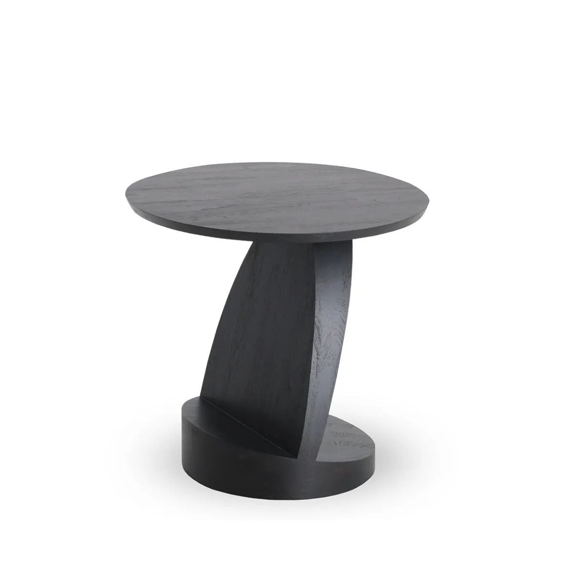 Table d'appoint Oblic en teck noir verni - Ø 52 cm