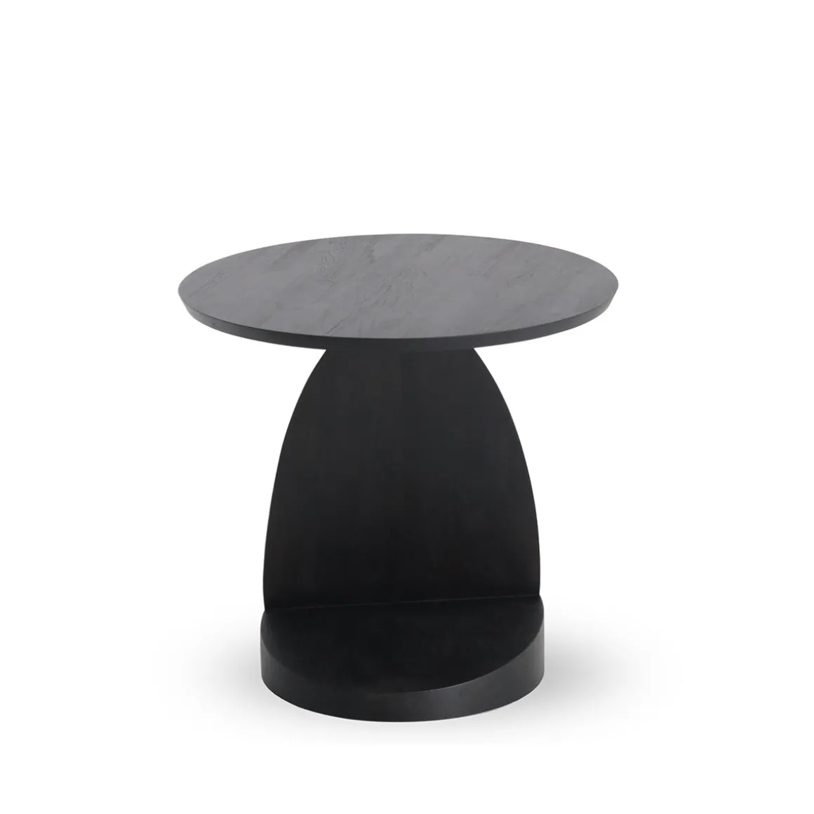 Table d'appoint Oblic en teck noir verni - Ø 52 cm