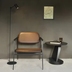 Table d'appoint Oblic en teck noir verni - Ø 52 cm