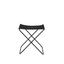 Tabouret Pliant Nola cuir et fer - 39 x 31 x 45 cm - Noir