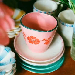 Tasse expresso ovale Fleurs Oranges en céramique