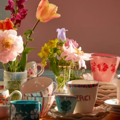 Tasse expresso ovale Fleurs Oranges en céramique