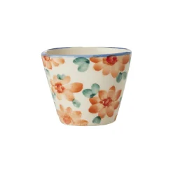 Tasse expresso ovale Fleurs Oranges Vintage en céramique