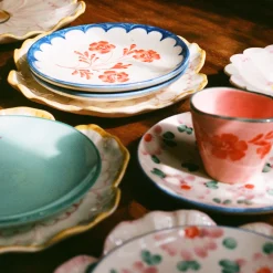 Tasse ovale Fleurs Oranges en céramique