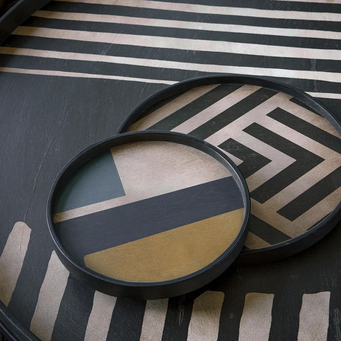 Vide-poche en bois - Graphite Chevron - 30 x 30 cm